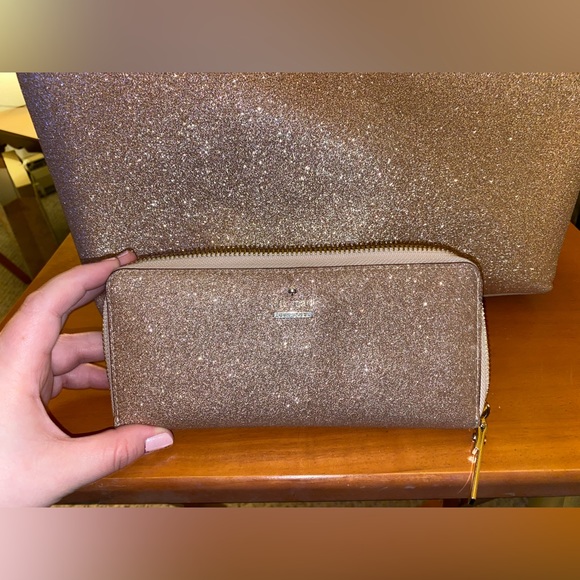Kate Spade Rose Glitter Tote with Matching Wallet - Picture 5 of 7